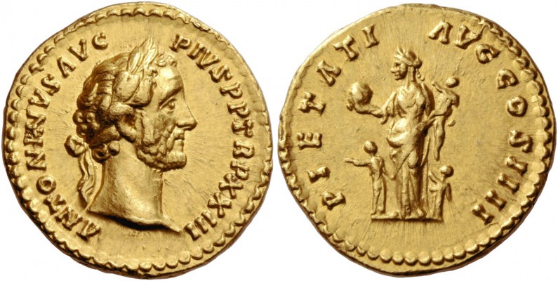 Antoninus Pius augustus, 138 – 161. Aureus 160, AV 7.26 g. ANTONINVS AVG PIVS P ...