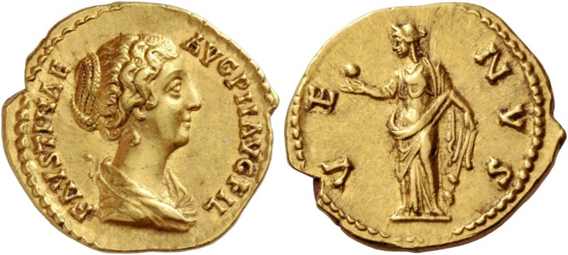 Faustina II, wife of Marcus Aurelius. Aureus circa 145-161, AV 7.16 g. FAVSTINAE...