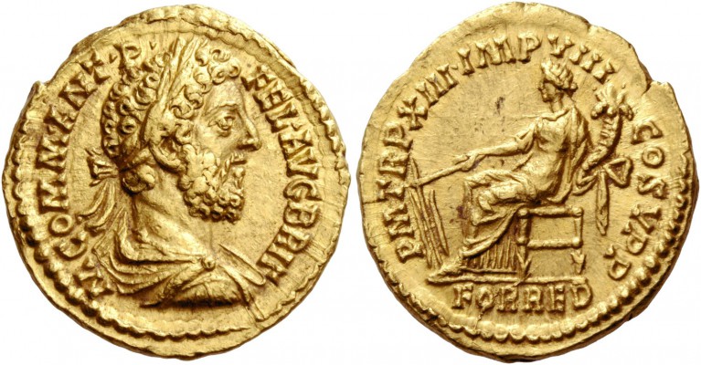 Commodus, 177 – 193. Aureus 187-188, AV 7.29 g. M COMM ANT P – FEL AVG BRIT Laur...
