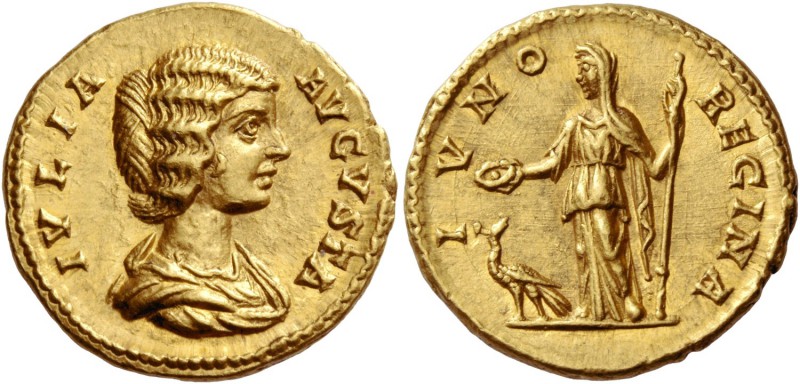 Julia Domna, wife of Septimius Severus. Aureus 196-211, AV 7.31 g. IVLIA – AVGVS...