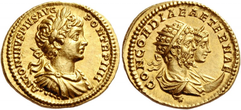 Caracalla, 198 – 217. Aureus 201, AV 7.28 g. ANTONINVS PIVS AVG – PON TR P IIII ...
