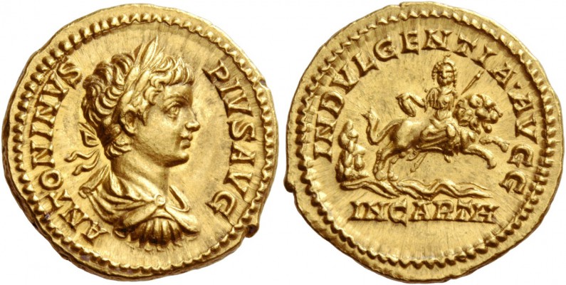 Caracalla, 198 – 217. Aureus 201-206, AV 7.25 g. ANTONINVS – PIVS AVG Laureate, ...