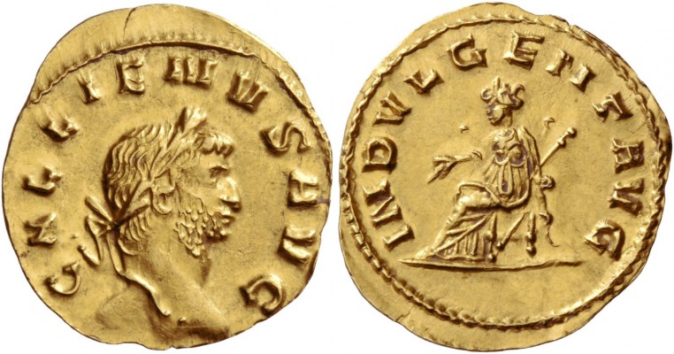 Gallienus sole reign, 260 – 268. Reduced aureus 265-266, AV 2.05 g. GALLIENVS AV...