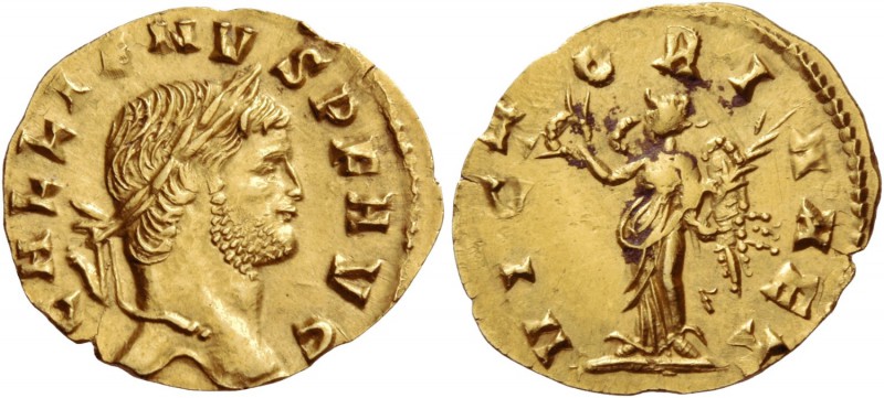 Gallienus sole reign, 260 – 268. Reduced aureus 265-266, AV 1.28 g. GALLIENVS P ...