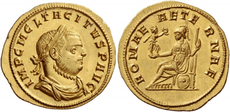 Tacitus, 275 – 276. Aureus, Siscia 275-276, AV 4.63 g. IMP C M CL TACITVS P AVG ...