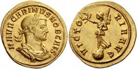 Carinus caesar, 282 – 283. Aureus, Siscia 282, AV 4.55 g. M AVR CARINVS NOB CAES Laureate, draped and cuirassed bust r. Rev. VICTO – RIA AVG Victory s...