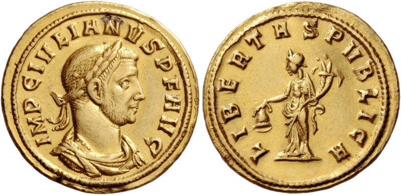 Julian of Pannonia, 284 – 285. Aureus, Siscia circa 284, AV 5.22 g. IMP C IVLIAN...