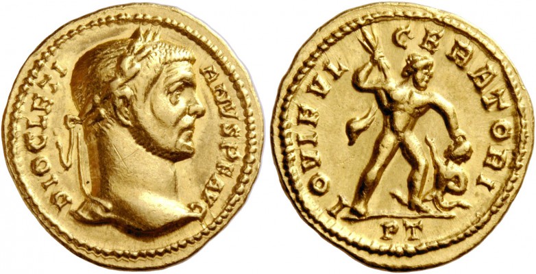 Diocletian, 284 – 305. Aureus, Treveri circa 293-294, AV 5.36 g. DIOCLETI – ANVS...