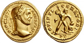 Diocletian, 284 – 305. Aureus, Treveri circa 293-294, AV 5.36 g. DIOCLETI – ANVS P F AVG Laureate head r. Rev. IOVI FVL – GERATORI Jupiter advancing r...