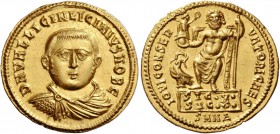 Licinius II caesar, 317 – 324. Solidus, Nicomedia March circa 321–322, AV 5.27 g. D N VAL LICIN LICINIVS NOB C Draped and cuirassed bust facing. Rev. ...