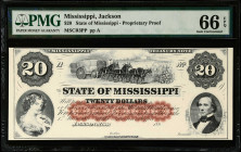 Jackson, Mississippi. State of Mississippi. 186x $20. PMG Gem Uncirculated 66 EPQ. Proprietary Proof.
(MSCR3PP). Plate A. Proprietary Proof.

Estim...