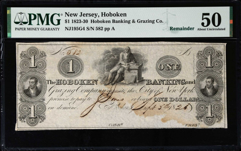 Lot of (2). Hoboken, New Jersey. Hoboken Banking & Grazing Co. 1823-30 $1 & $2. ...