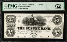 Newton, New Jersey. Sussex Bank. 1850's $5. PMG Uncirculated 62. Proof.
(NJ390G38P). Plate B. Proof.

Estimate: $100.00- $200.00