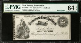 Lot of (2). Somerville, New Jersey. L.R. Vredenburgh & Somerset County Bank. 1862 10 & 25 Cents. PMG Choice Uncirculated 64 EPQ & PCGS Currency Gem Ne...