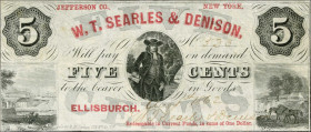 Ellisburgh, New York. W.T. Searles & Denison. 1862 5 Cents. Very Fine.
Pinholes.

Estimate: $80.00- $120.00