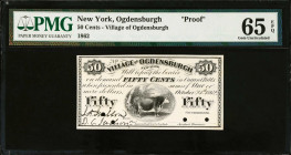 Ogdensburgh, New York. Village of Ogdensburgh. 1862 50 Cents. PMG Gem Uncirculated 65 EPQ. Proof.
A Gem example of this 50 Cents proof.

Estimate: ...