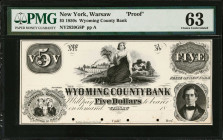 Warsaw, New York. Wyoming County Bank. 1850s $5. PMG Choice Uncirculated 63. Proof.
(NY2820G8P). Plate A. Proof.

Estimate: $200.00- $400.00
