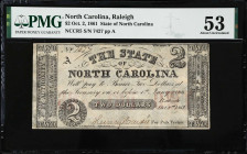Lot of (3). Raleigh, North Carolina. State of North Carolina. 1861 $2. PMG Extremely Fine 40 EPQ & About Uncirculated 53.
A trio of $2 notes. PMG com...