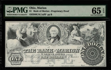 Marion, Ohio. Bank of Marion. 18xx $1. PMG Gem Uncirculated 65 EPQ. Proprietary Proof.
(OH280UNL1aPP). Plate B.

Estimate: $150.00- $250.00