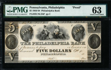 Philadelphia, Pennsylvania. Philadelphia Bank. 1803-64 $5. PMG Choice Uncirculated 63. Proof.
(PA485UNL5bP). Plate C. Proof. Signature cut outs.

E...