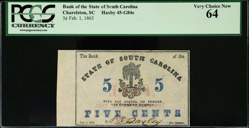 Lot of (3). Charleston, South Carolina. Bank of the State of South Carolina. 186...