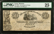 Houston, Texas. Government of Texas. 1830s $50. PMG Very Fine 25.
(TXCRH121A). No. 980, Plate A.&nbsp;Rarity 6. Imprint of Draper, Toppan, Longacre &...