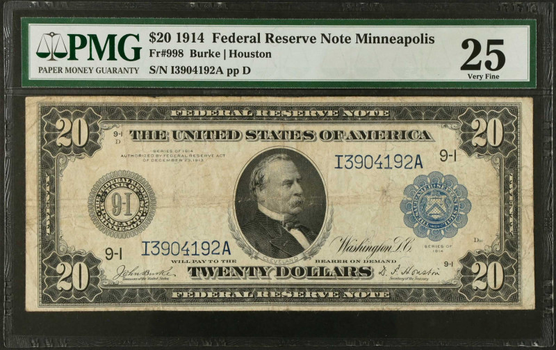 Fr. 998. 1914 $20 Federal Reserve Note. Minneapolis. PMG Very Fine 25.
Burke - ...