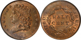 1833 Classic Head Half Cent. MS-62 RB (PCGS). CAC. OGH.
PCGS# 1163.

Estimate: $0.00- $0.00