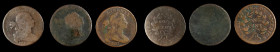Lot of (3) Liberty Cap and Draped Bust Cents.
Included are: Liberty Cap: 1796 Fair, environmental damage; Draped Bust: 179X About Good; and 1803 Smal...