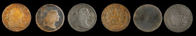Lot of (3) Liberty Cap and Draped Bust Cents.
Included are: Liberty Cap: 1796 Fair, granular; Draped Bust: 1797 Reverse of 1797, Stems to Wreath, Fin...