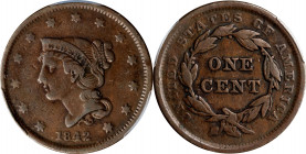 1842 Braided Hair Cent. Small Date. VF-25 (PCGS).
PCGS# 1838. NGC ID: 2268.

Estimate: $0.00- $0.00