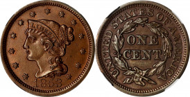 1853 Braided Hair Cent. Unc Details--Improperly Cleaned (NGC).
PCGS# 1901. NGC ID: 226K.

Estimate: $0.00- $0.00