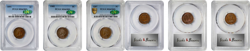 Lot of (3) Late Date Indian Cents. MS-62 BN (PCGS). CAC.
Included are: 1891; 19...