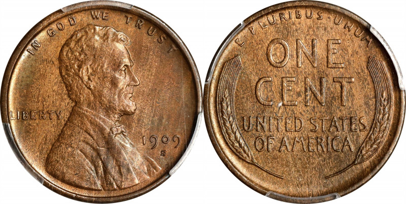 1909-S Lincoln Cent. MS-64 BN (PCGS).
PCGS# 2432. NGC ID: 22B4.

Estimate: $0...