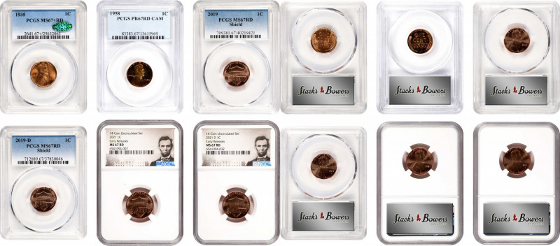 Lot of (6) Certified Superb Gem Lincoln Cents.
Included are: 1935 MS-67+ RD (PC...