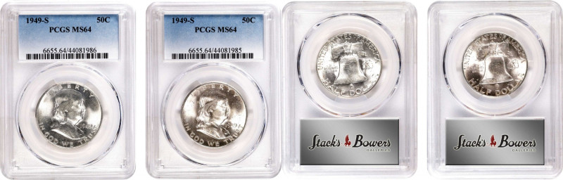 Lot of (2) 1949-S Franklin Half Dollars. MS-64 (PCGS).
PCGS# 6655. NGC ID: 24SV...