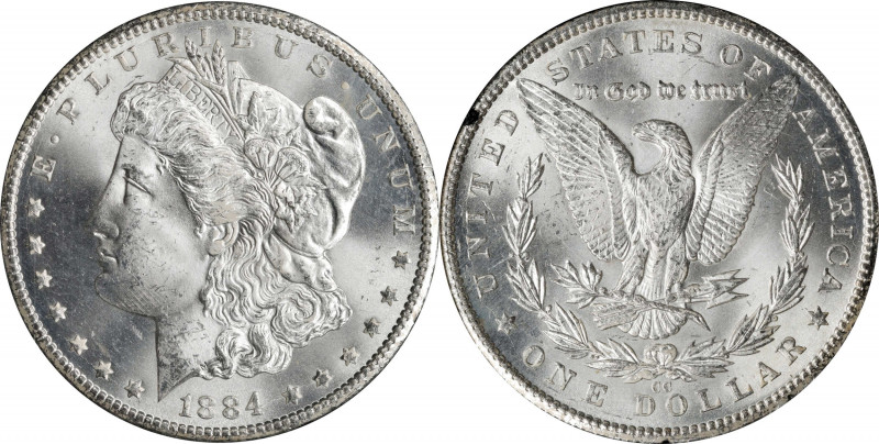 1884-CC GSA Morgan Silver Dollar. MS-64 (NGC).
The original box and card are no...