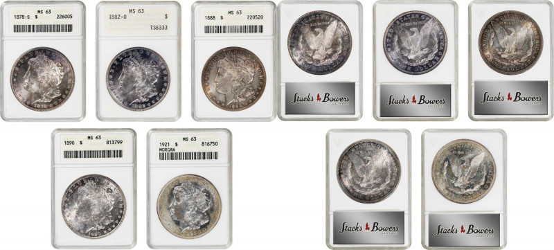 Lot of (5) Morgan Silver Dollars. MS-63 (ANACS). OH.
Included are: 1878-S; 1882...