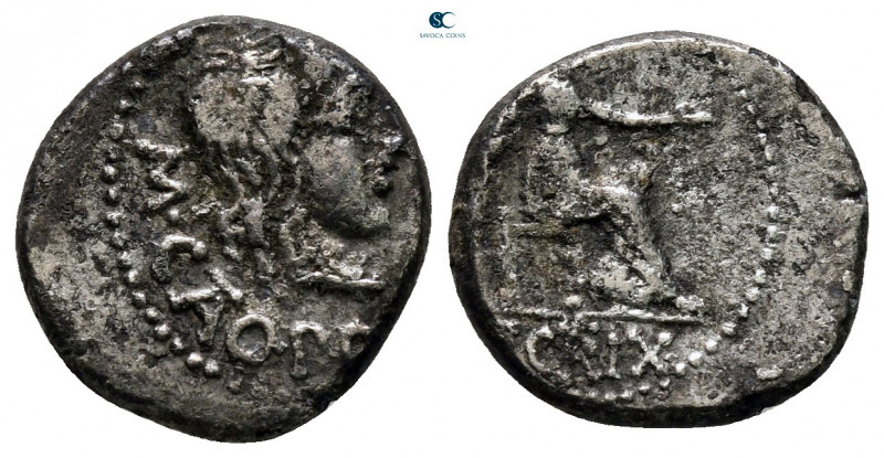 M. Porcius Cato 89 BC. Rome
Quinarius AR

13 mm, 1,49 g



nearly very fi...