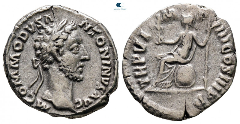 Commodus AD 180-192. Rome
Denarius AR

19 mm, 2,73 g



very fine