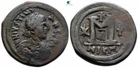 Justinian I AD 527-565. Nikomedia. Follis or 40 Nummi Æ