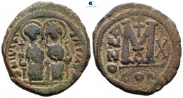 Justin II and Sophia AD 565-578. Constantinople. Follis or 40 Nummi Æ