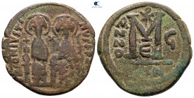 Justin II and Sophia AD 565-578. Constantinople. Follis or 40 Nummi Æ