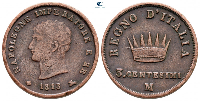 Italy. Regno d´Italia. NapoleoneI Re d´Italia AD 1805-1814.
3 Centesimi CU

2...