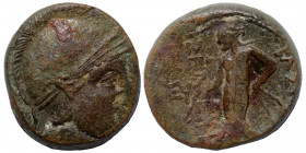 SELEUKID KINGS of SYRIA. Seleukos II Kallinikos, 246-225 BC. Ae (bronze, 2.55 g, 14 mm). Sardes. Helmeted head of Athena right. Rev. ΒΑΣΙΛΕΩΣ / ΣΕΛΕΥΚ...