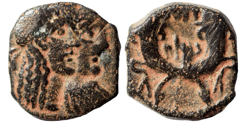 NABATAEA. Rabbel II, with Gamilat, 70-106. Ae (bronze, 3.18 g, 18 mm), Petra. Ju...