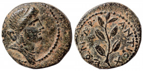 SYRIA, Seleucis and Pieria. Antioch. Civic Issue. Time of Nero,54-68. Dichalkon (bronze, 3.70 g, 18 mm). Head of Apollo to right. Rev. ANTIOXEΩN ΔP la...