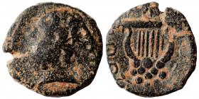 SYRIA, Seleucis and Pieria. Antioch. Pseudo-autonomous issue. Ae (bronze, 2.40 g, 14 mm). Laureate head of Apollo left. Rev. Lyre. Nearly very fine.