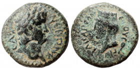 CILICIA. Anazarbus. Nero, 54-68. Ae (bronze, 2.48 g, 14 mm). NЄPΩN KAICAP Laureate head to right; countermark male head to right within circular incus...