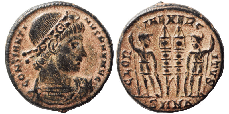 Constantine I, 307/10-337. Follis (bronze, 2.47 g, 17 mm), Nicomedia. CONSTANTIN...